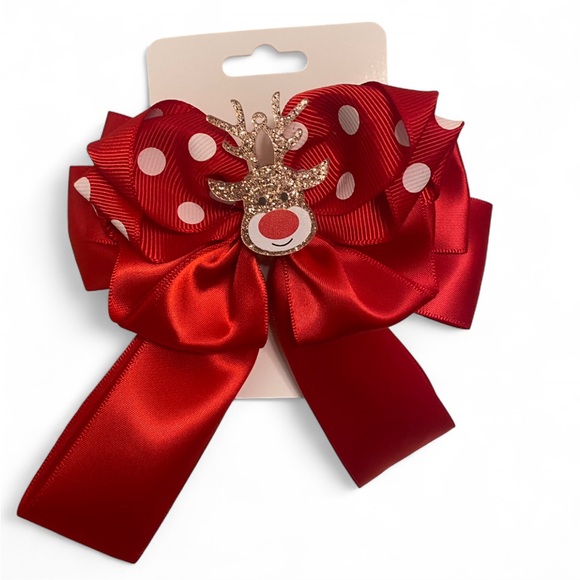 Hand Crafted Other - Red Polka Dot Reindeer Bow